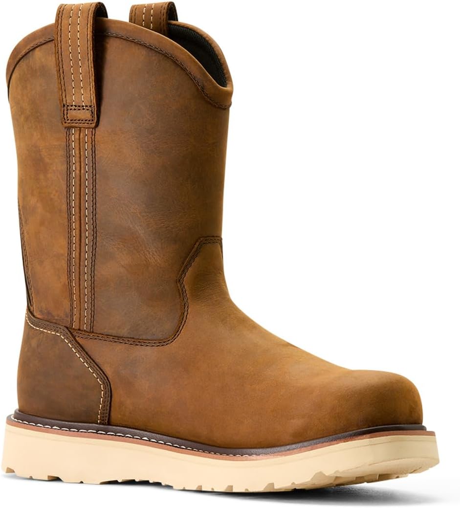 ARIAT Men's Rebar Wedge Pull-On Waterproof Work Boot, Distressed Brown, 9.5 - Image 3