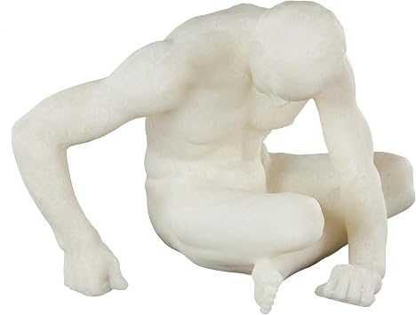 Deco 79 Polystone People Decorative Sculpture Sitting Home Decor Statue with Shimmer, Accent Figurine 10 x 12 x 10, White
