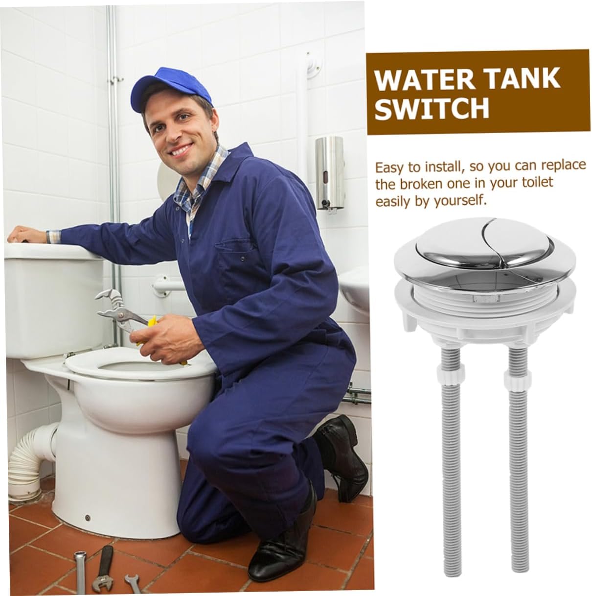 Lurrose 5sets Dual Flush Toilet Button Replacement Easy to Install Tank Button Pusher for Double Push Toilets Durable Water Tank Repairing Parts Versatile and Functional Design 2pcs*5