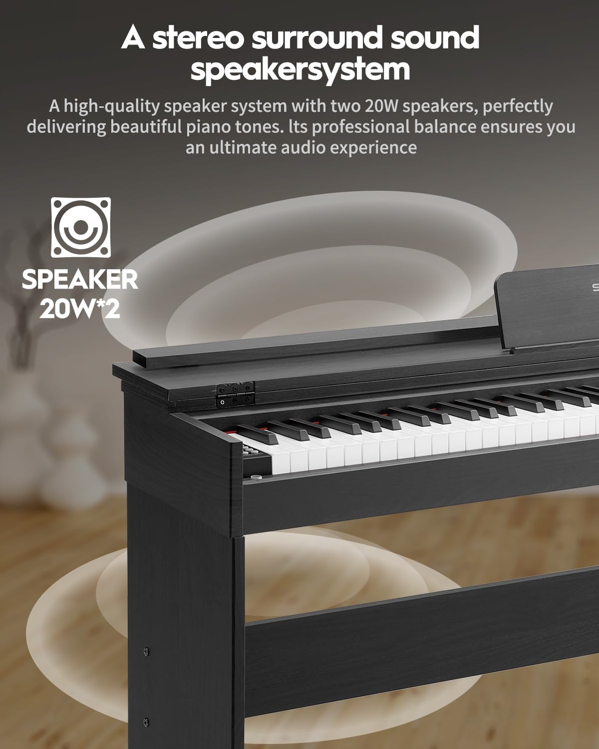 STRICH 88 Keys Digital Piano, Hammer-Action Fully Weighted Keyboard, Cover Designed Electric Piano Keyboard with Furniture Stand, Headphones, Three Pedal, Classic Black, SDP-350W