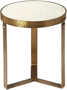 Butler Specialty 18" Round Marble Top Accent End Table in White