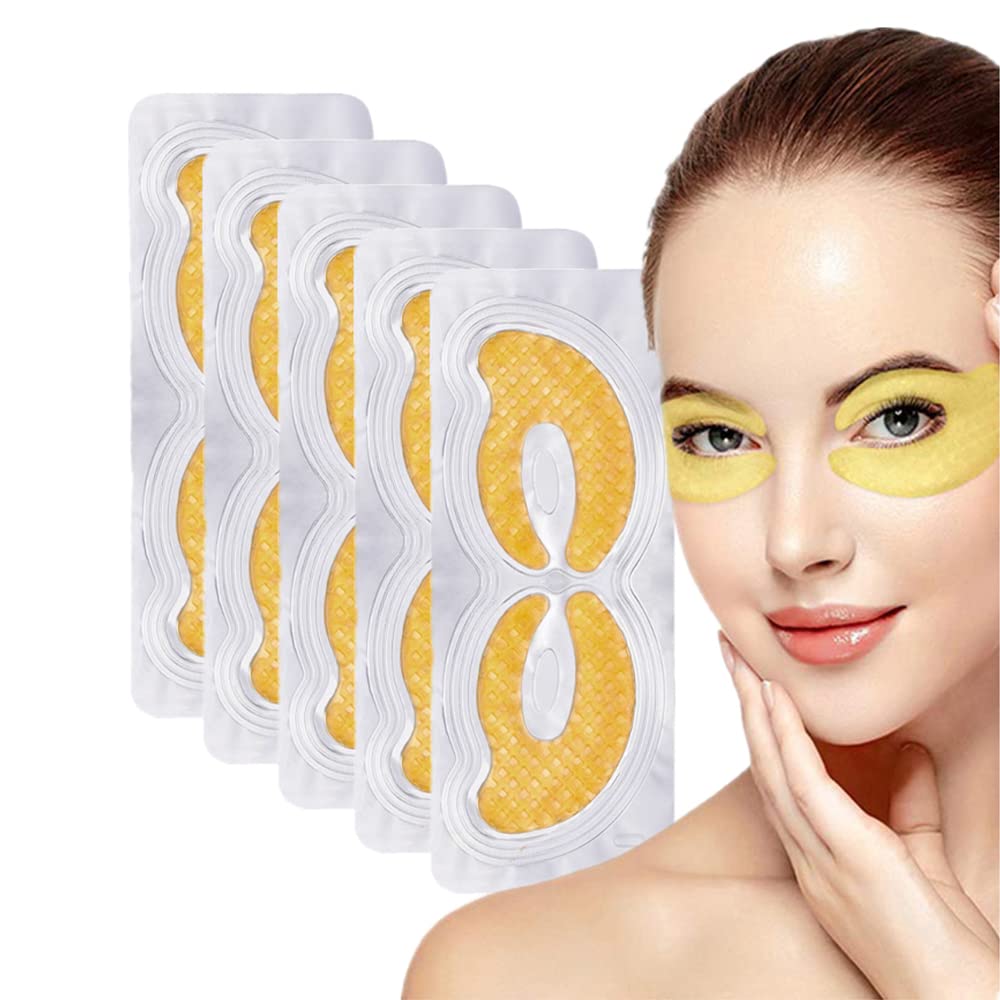 Parches dorados de hidrogel para ojos, almohadillas de gel de colágeno para debajo de los ojos, reduce las arrugas, ojos hinchados, ojeras, bolsas debajo de los ojos, máscara hidratante de 7