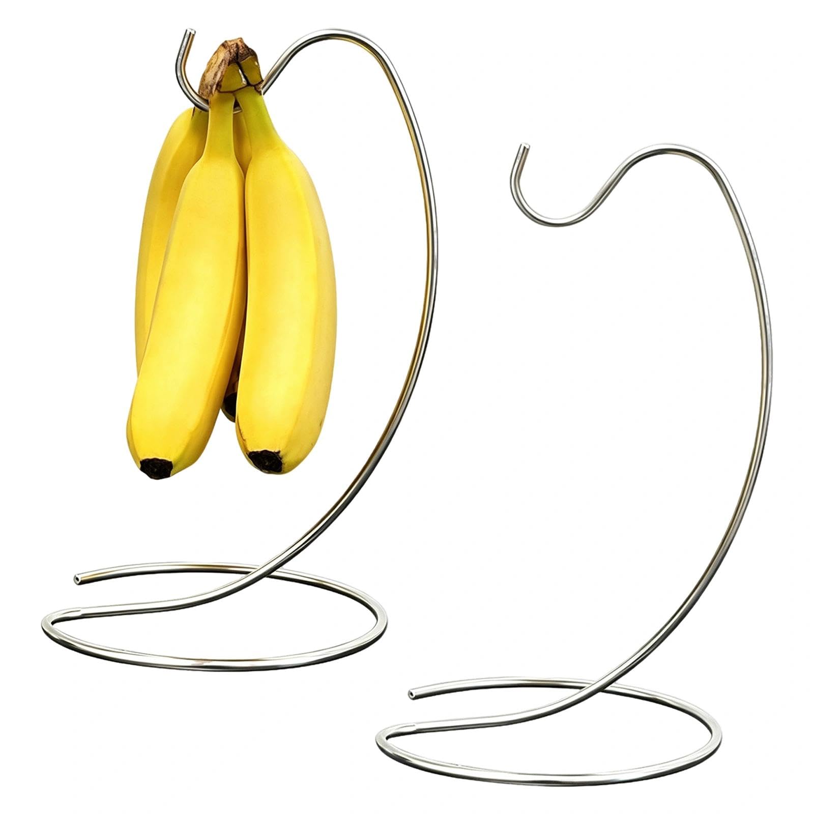 MFSKJELF 2Pcs Metal Banana Hanger Tree, 26cm Banana Holder Stand Elegant Curved Hook Fruit Storage Rack Fruit Storage Rack for Keeping Fruit Fresh