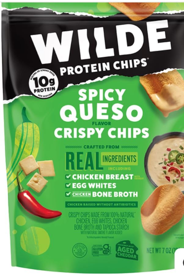 Wilde Protein Chips Spicy Queso protein chip, keto snack, resealable bag (1 pack)