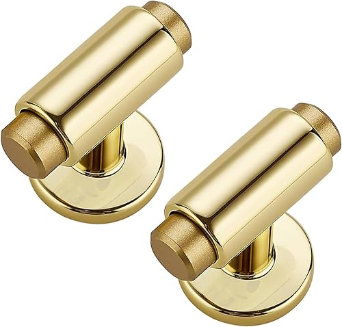 JOY DECOR Paquete de 10 manijas redondas de latón con barra en T de un solo agujero, tiradores dorados, tiradores dorados, manijas de aleación de