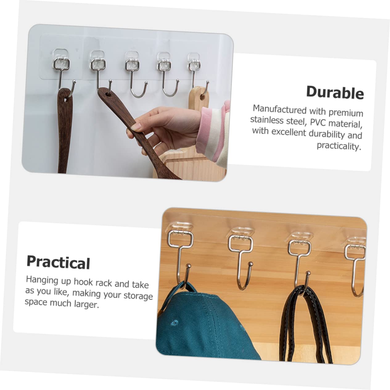 VASDEV 4 Ganchos de Pasta Fuerte para Montar en la Pared, Perchas para Ropa, Perchas Resistentes, Gancho de Pared Adhesivo, Gancho para Llaves, Colgador de Pared para Ahorrar Espacio, GAN