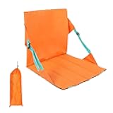 Byliable Portable Folding Stadium Seat with Adjustable Backrest, 2-Person Comfort, Ultralight for Bleacher Sports, Outdoor Concerts, Camping, Picnics, Beach, Orange