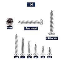 Vista 3 de Tornillo de madera #4 x 1, 100 piezas, de acero inoxidable 18-8 (304), cabeza plana, de autorroscado rápido, para panel de yeso, de SG TZH
