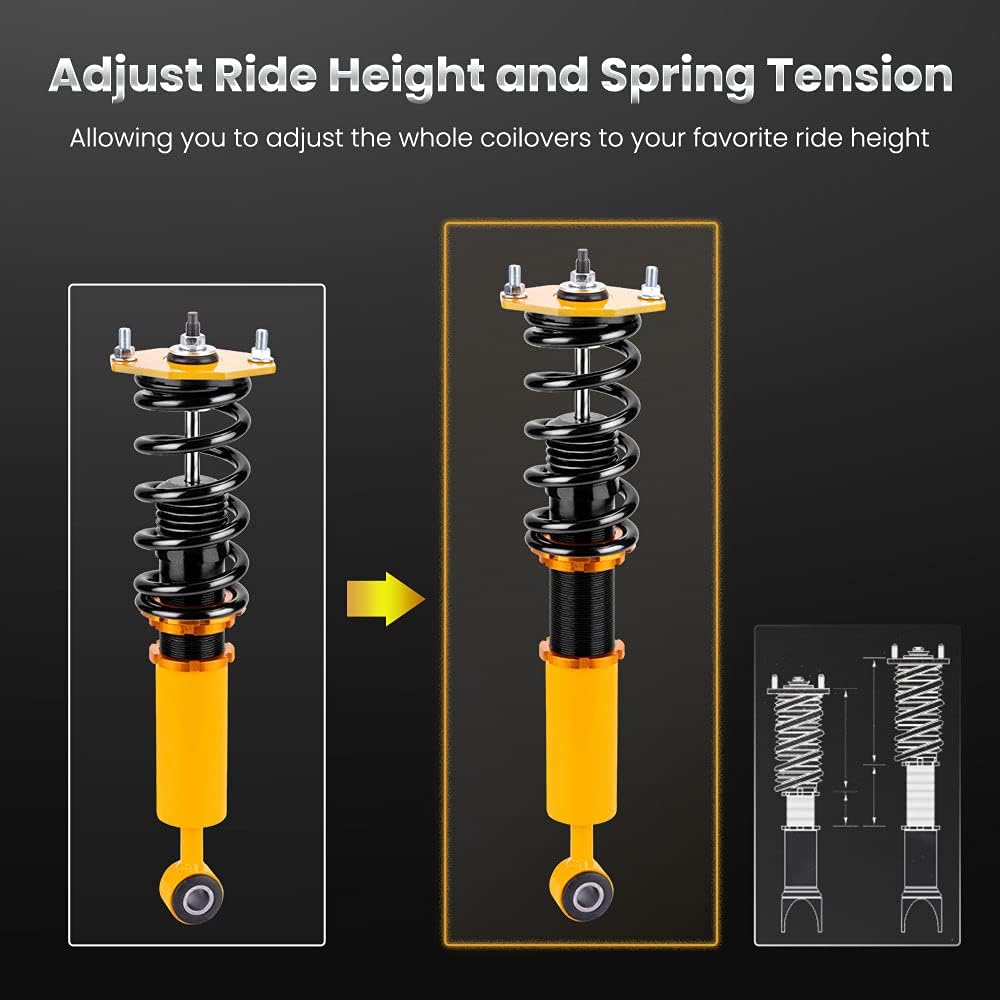 maXpeedingrods Coilovers for Mitsubishi 3000GT AWD 1991-1999, for Dodge Stealth AWD 1991–1996, Height Adjustment Coilovers Suspension Kit, Preset Damping Lowering Kit by 1-3” Golden
