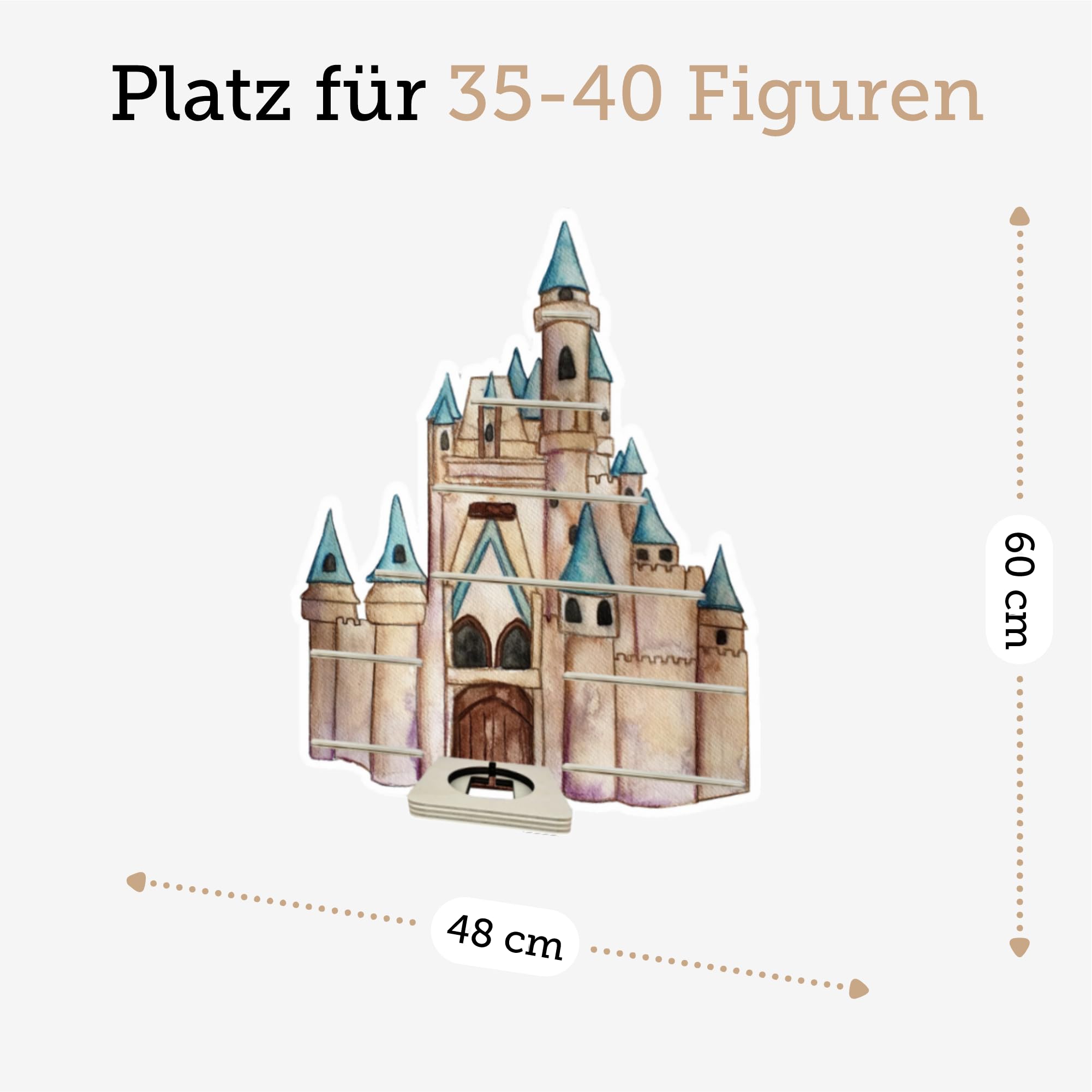 Farbklecks-Collection Musikboxregal Sommergartenschloss, Wandregal für bis zu 40 Hörfiguren, Maße 60 x 48 x 6 cm, mit speziellem Ablagefach kompatibel mit Toniebox, handgefertigt in Deutschland