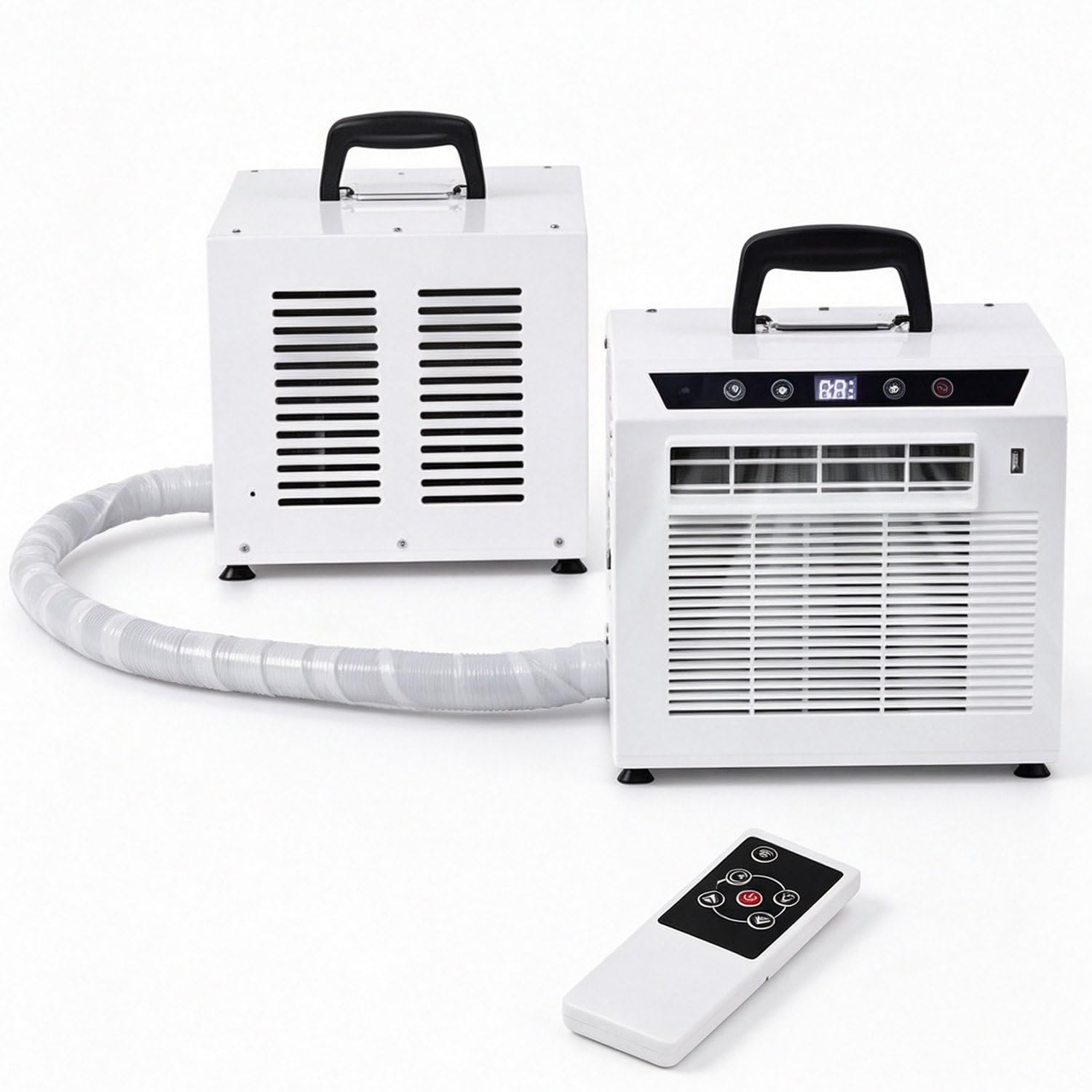GTANND Portable air conditioner with exhaust hose, split air conditioner with outdoor unit, 3000 BTU split air conditioner, 12-hour timer, touch-control remote, for up to 6–8 m² 2meters