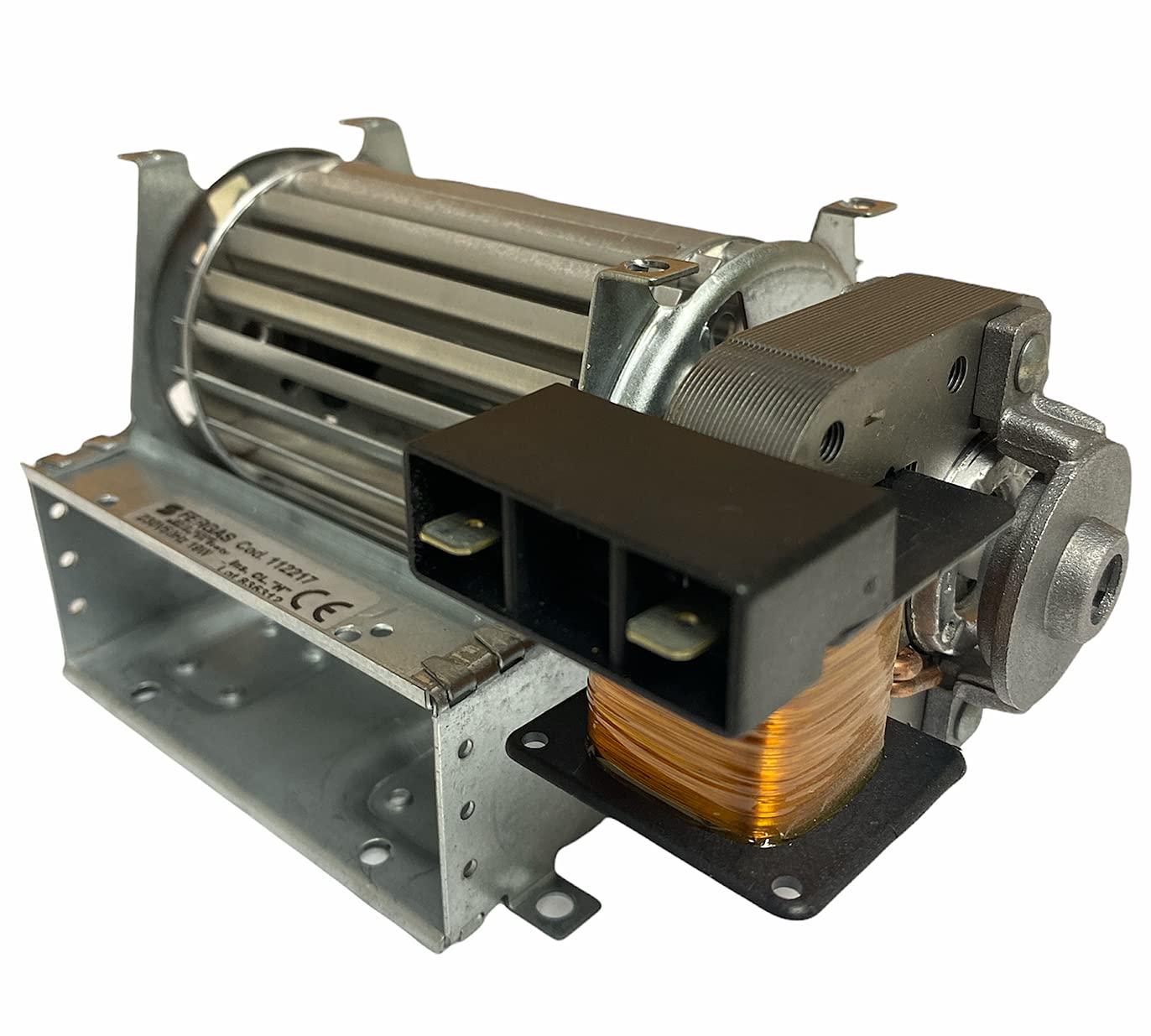ERICAMBI, Ventilatore Tangenziale per Stufe a Pellet TGA 60/1-90/15 EMMEVI - FERGAS 112217, Ø Ventola 60mm, Dimensione Bocchetta 95x40mm, Lunghezza Totale 158mm