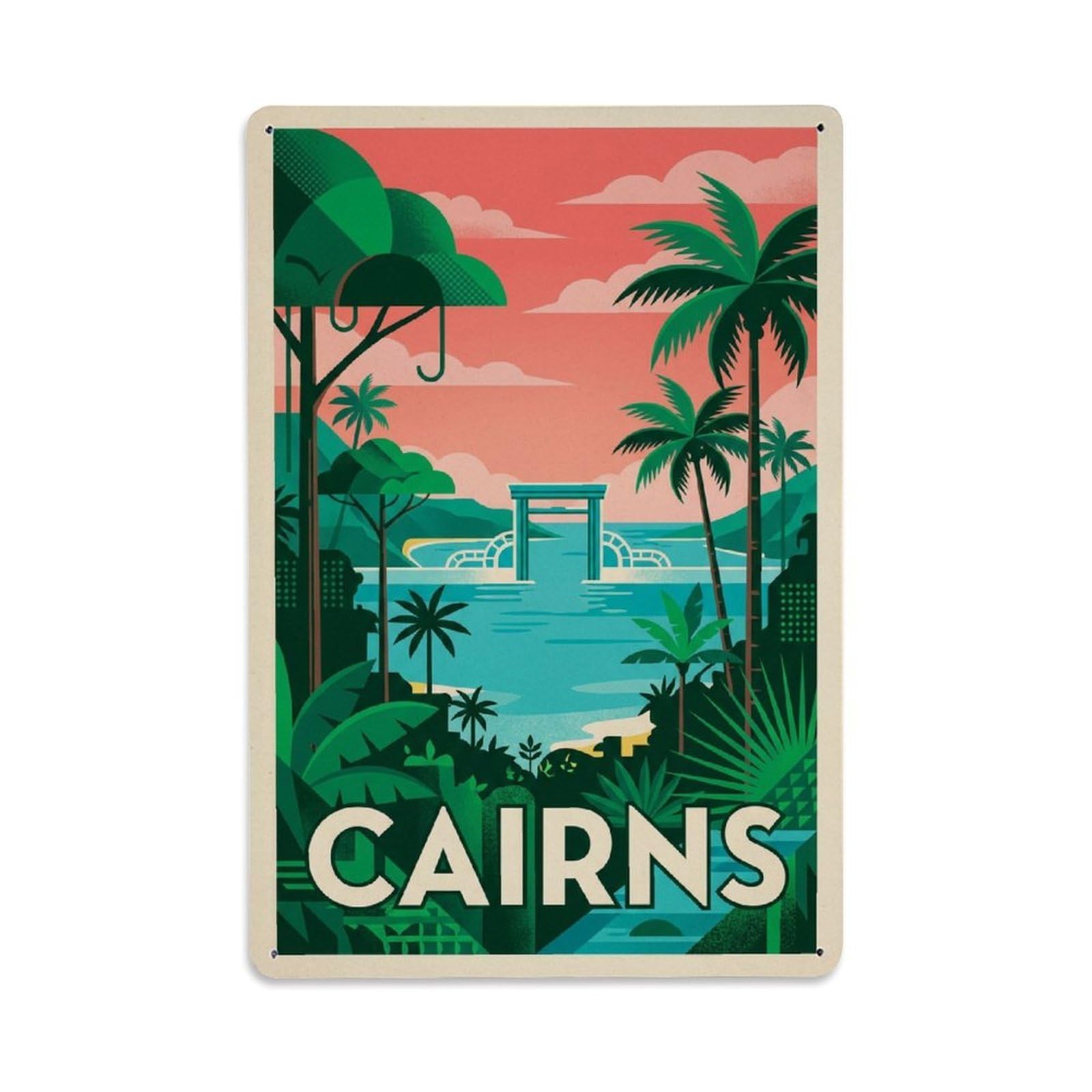 Metal Tin Sign Travel Retro Australia Cairns