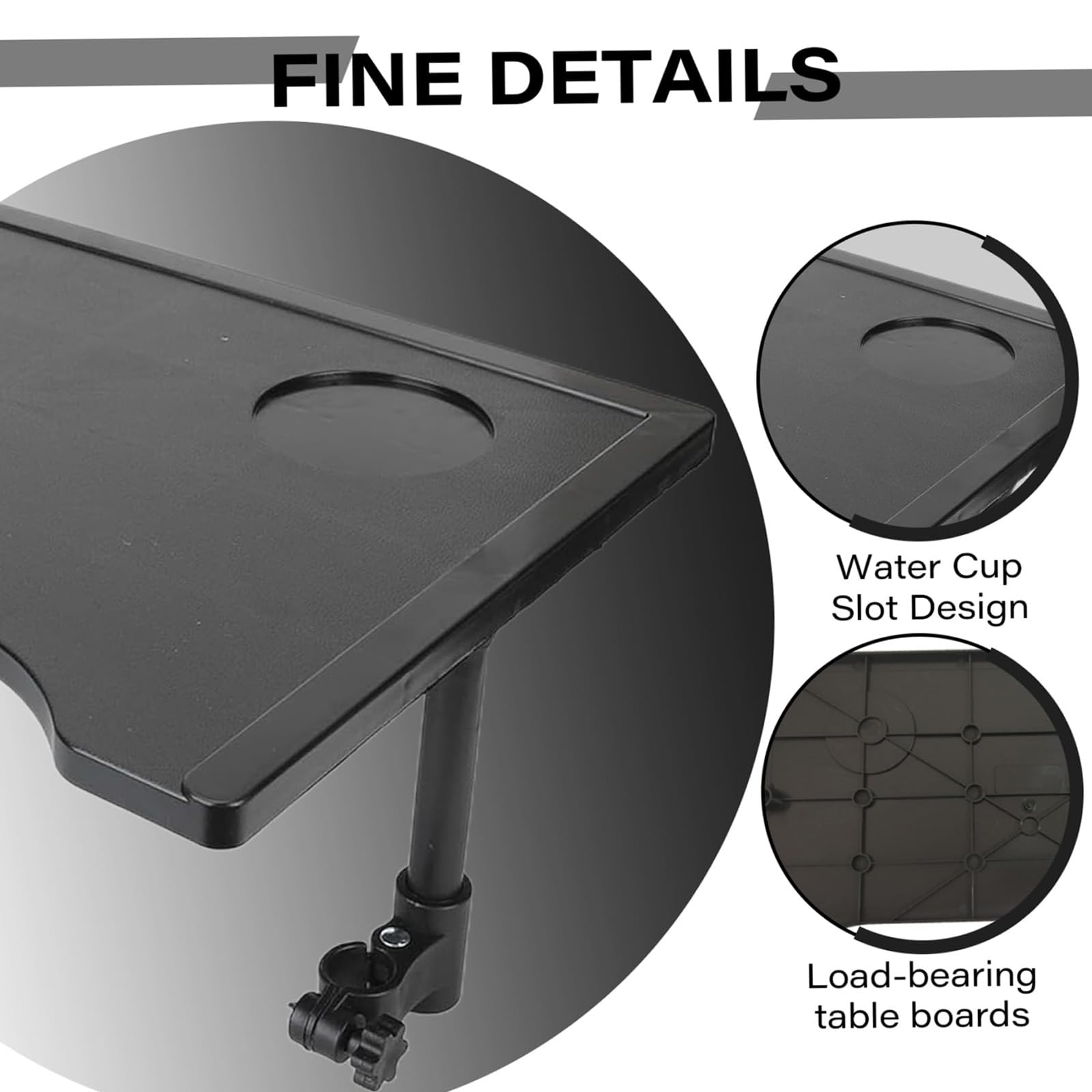 Bandeja para Silla de Ruedas de 53 × 30 cm, Mesa Auxiliar para Silla de Ruedas, Mesa portátil para Silla de Ruedas con portavasos, extraíble, Ideal para Comer, Leer y Descansar. Color Negro.