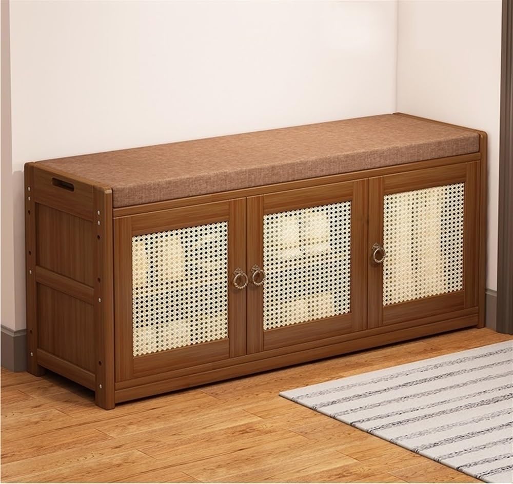Solution de rangement pour l'entrée : banc à chaussures en bambou à 2 niveaux
