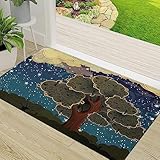 Felpudo de Entrada,Nature Funk Art Vibrant Starry Night Sky Puffy Clouds Árbol Ilustración Impresión Multicolor,Alfombra Absorbente para Atrapar,Alfombrilla Antideslizante,Pasillo,Dormitorio,50x80cm