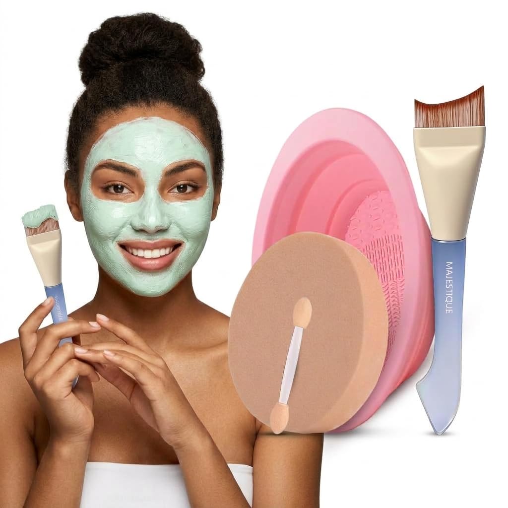 Majestique Face Mask Application Kit - Silicone Bowl, Sponge & Brush Set-picture-47