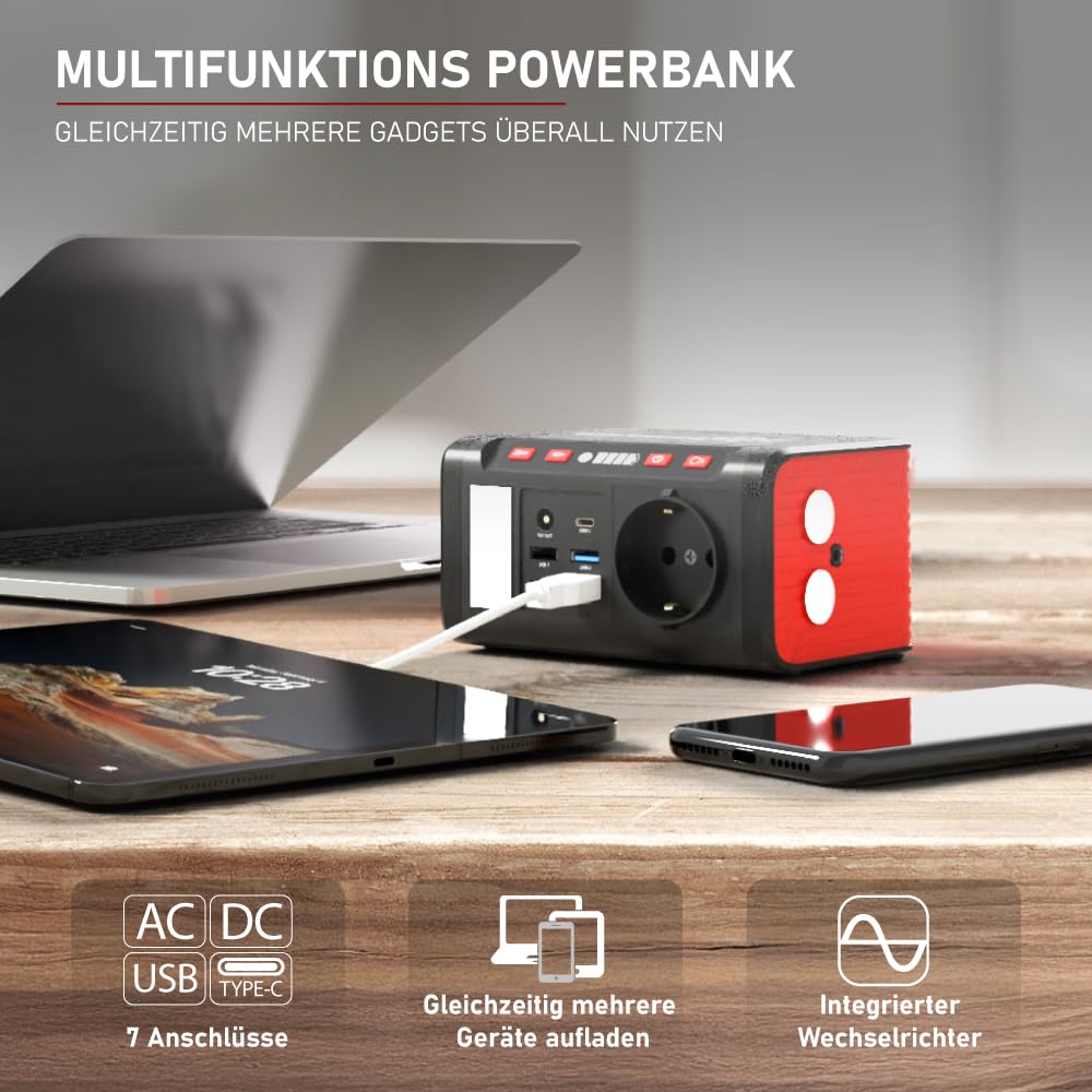 LOADCHAMP Powerbank mit Steckdose 24000 mAh 230V Powerstation Laptop