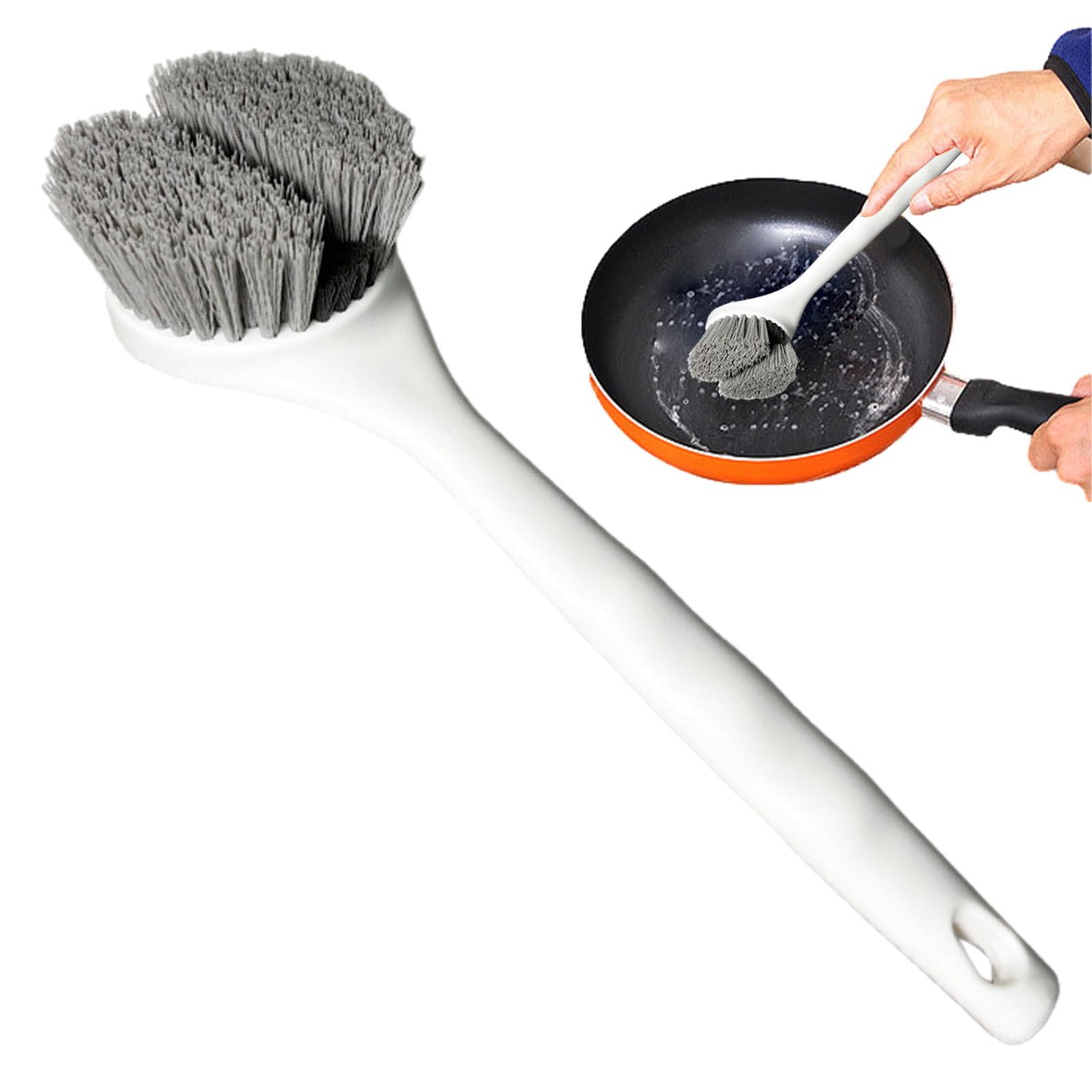 UEMIS Dishwashing Brush with Hanger Hole, Long Lasting Sink Pot and Pan Brush, Durable Sink Ready Dish Scrubber, Non Slip Hanging Hole Dish Brush, Pot Brush with Hook Hole for Sinks, Tableware, Pans