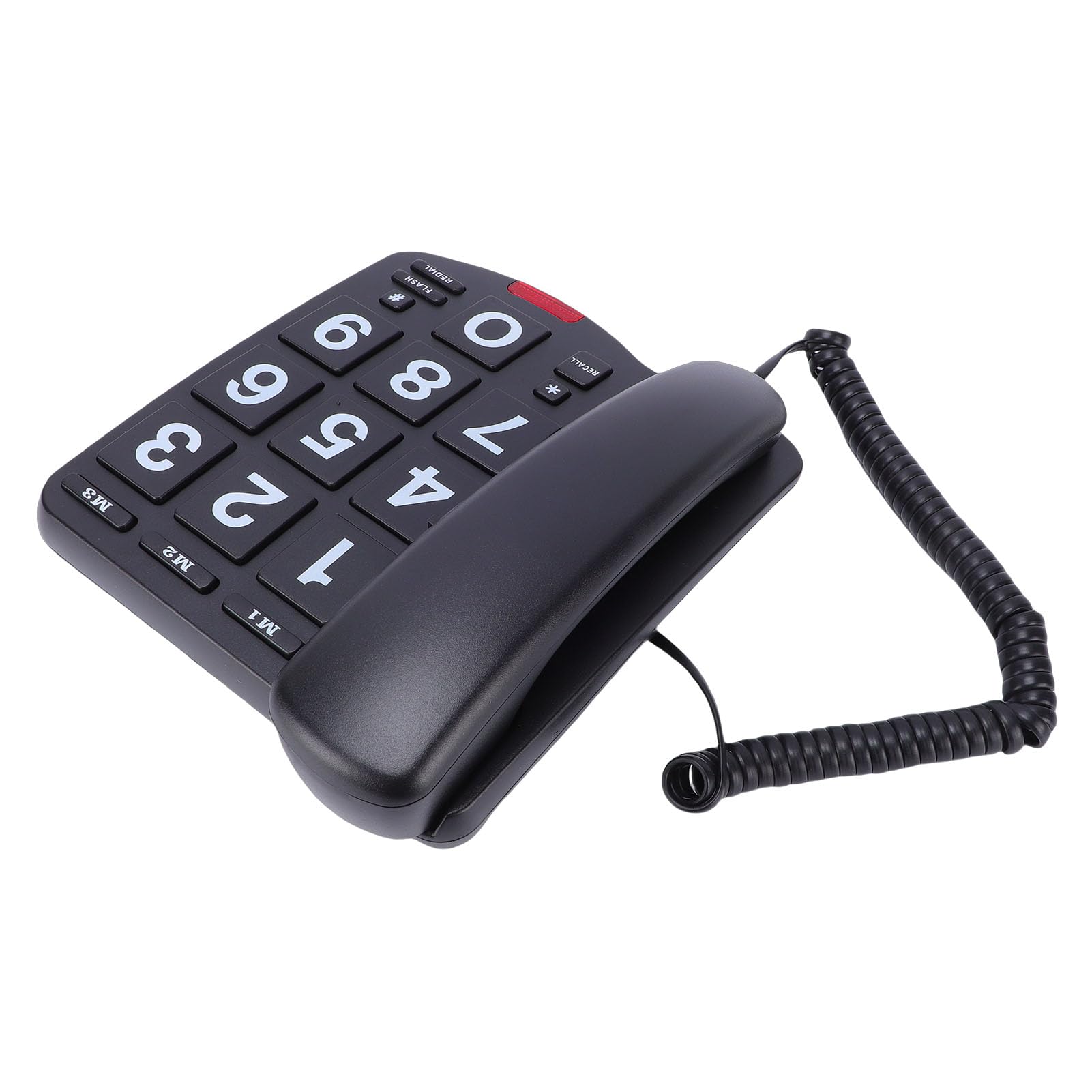 Naroote Telefono con Tasti Grandi, Telefono Fisso con Filo, Suoneria Forte da 110 DB con LED Lampeggiante, 3 Chiamate Rapide a un Tocco e Funzione di Ricomposizione, Ideale per Anziani e Persone con