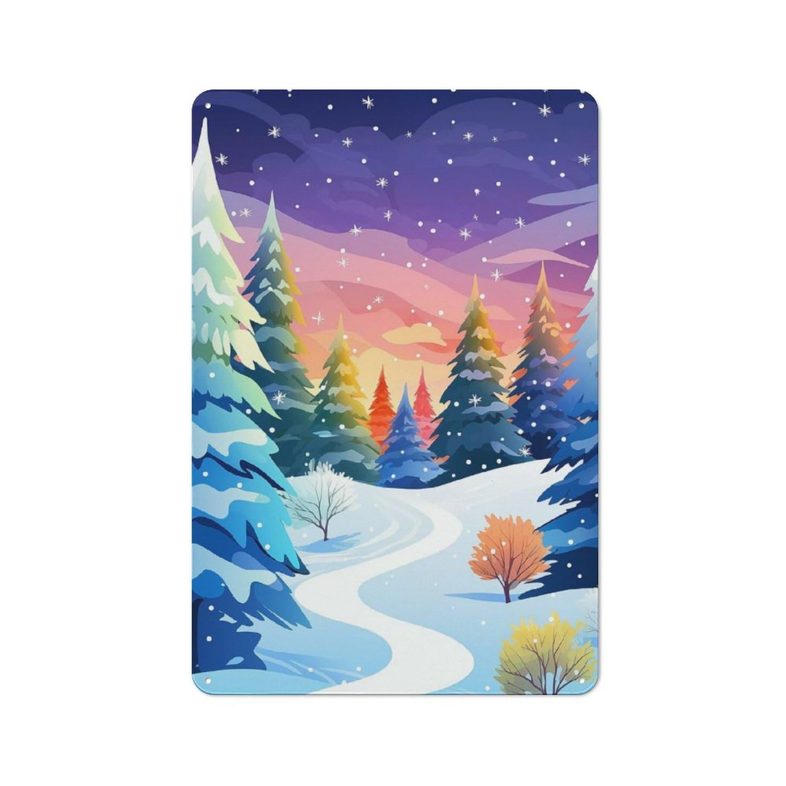 Junmoney Colorful Winter Fantasy Retro Tin Sign 30X20cm For Garden Room Or Summerhouse, A Housewarming Gift For Garden Room Decor Fans
