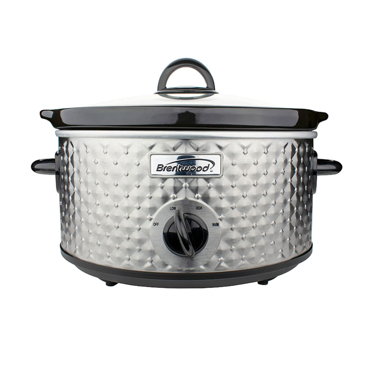 Brentwood Appliances SC136S 3.5-Quart Diamond-Pattern Slow Cooker, Silver