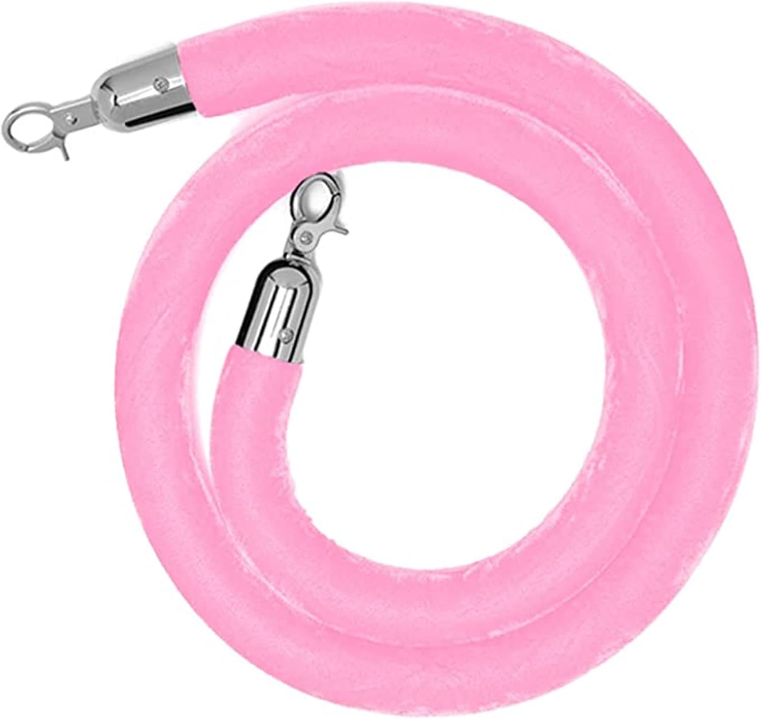 Premium Velvet Rope for Crowd Control, 1.9m Pink Stanchion Barrier with Silver Hooks, Thick Queue Line Rope for Events, Red Carpet Access, Elegant Barrier Solution