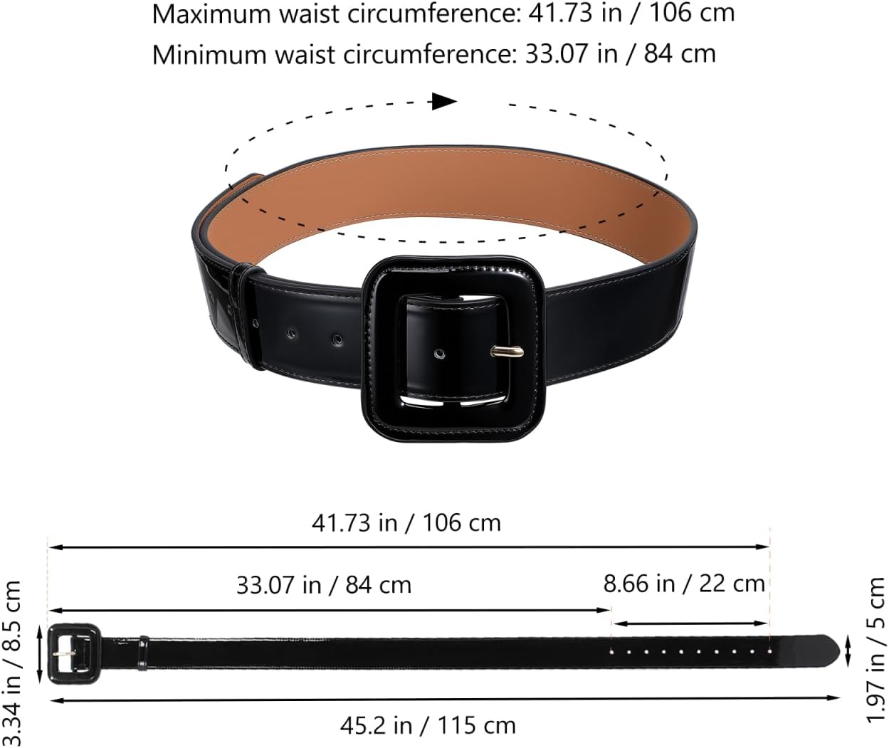 Baluue Patent Wide Waist Belt for Women Adjustable Sleek Pu Leather Dress Belt Stylish Corset Waist Cinch for Work and Business Outfits 45.27 Inch Length - Image 9