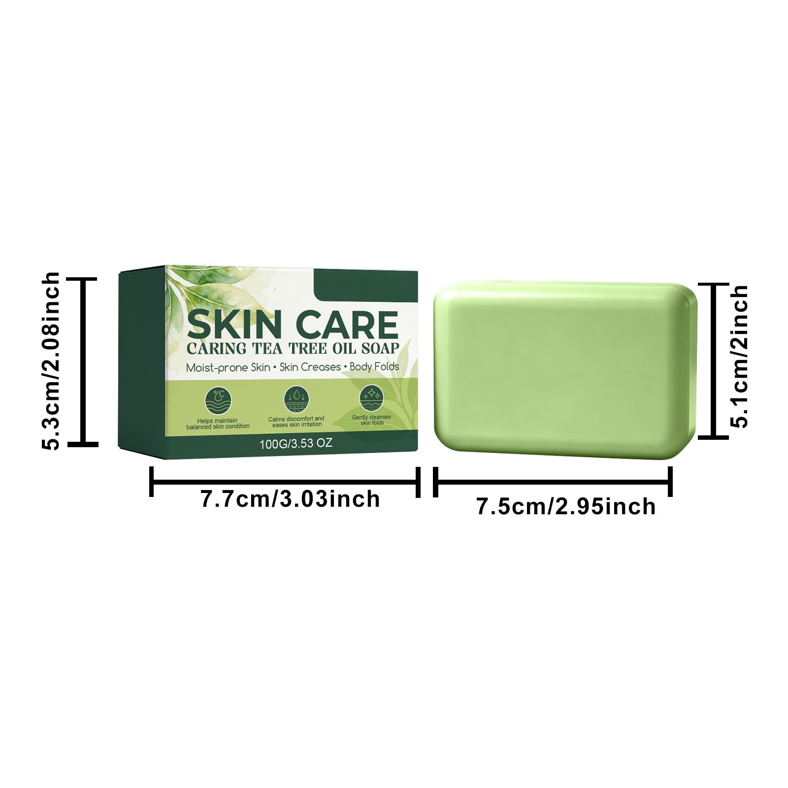 Sapone cura pelle albero tè, bar sapone albero viso corpo, saponi bar sollievo infuso olio di alberi tè tratta disagio piedi, saponi purificanti corpo olio cocco (8pcs)