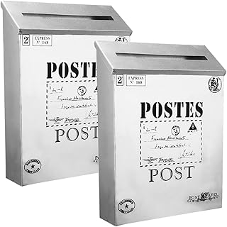 WOONEKY Caixa De Correio De Estanho Para Montagem Na Parede 2 Peças Caixa De Correio De Metal Caixas De Correio Montadas Na Parede Para Fora Da Casa Caixa De Correio Doméstica