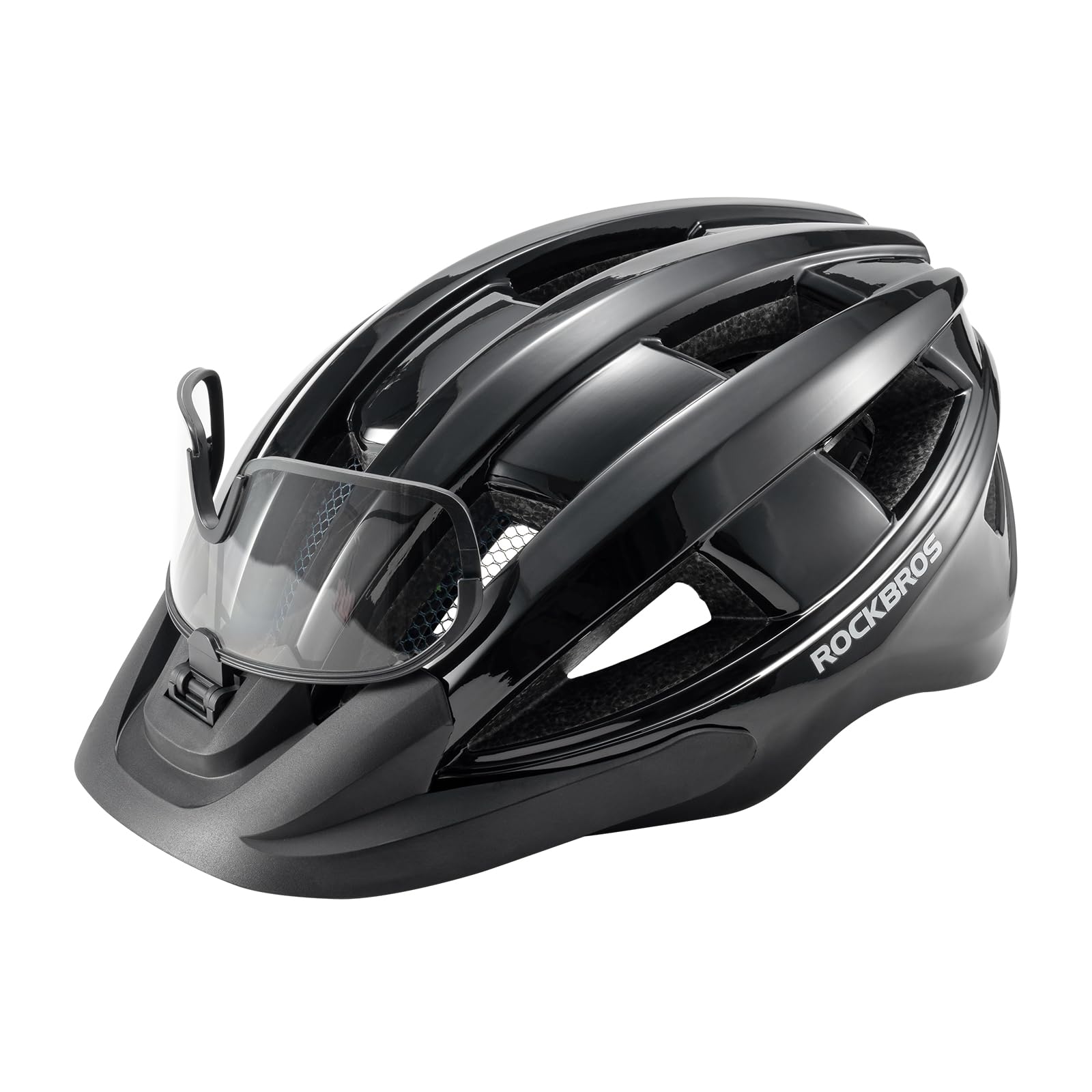 ROCKBROS Kask rowerowy ze zdejmowaną krawędzią, kask rowerowy z fotochromową ramką oddychająca siatka przeciw owadom dla dorosłych MTB rower szosowy ochrona głowy rozmiar 55-61 cm