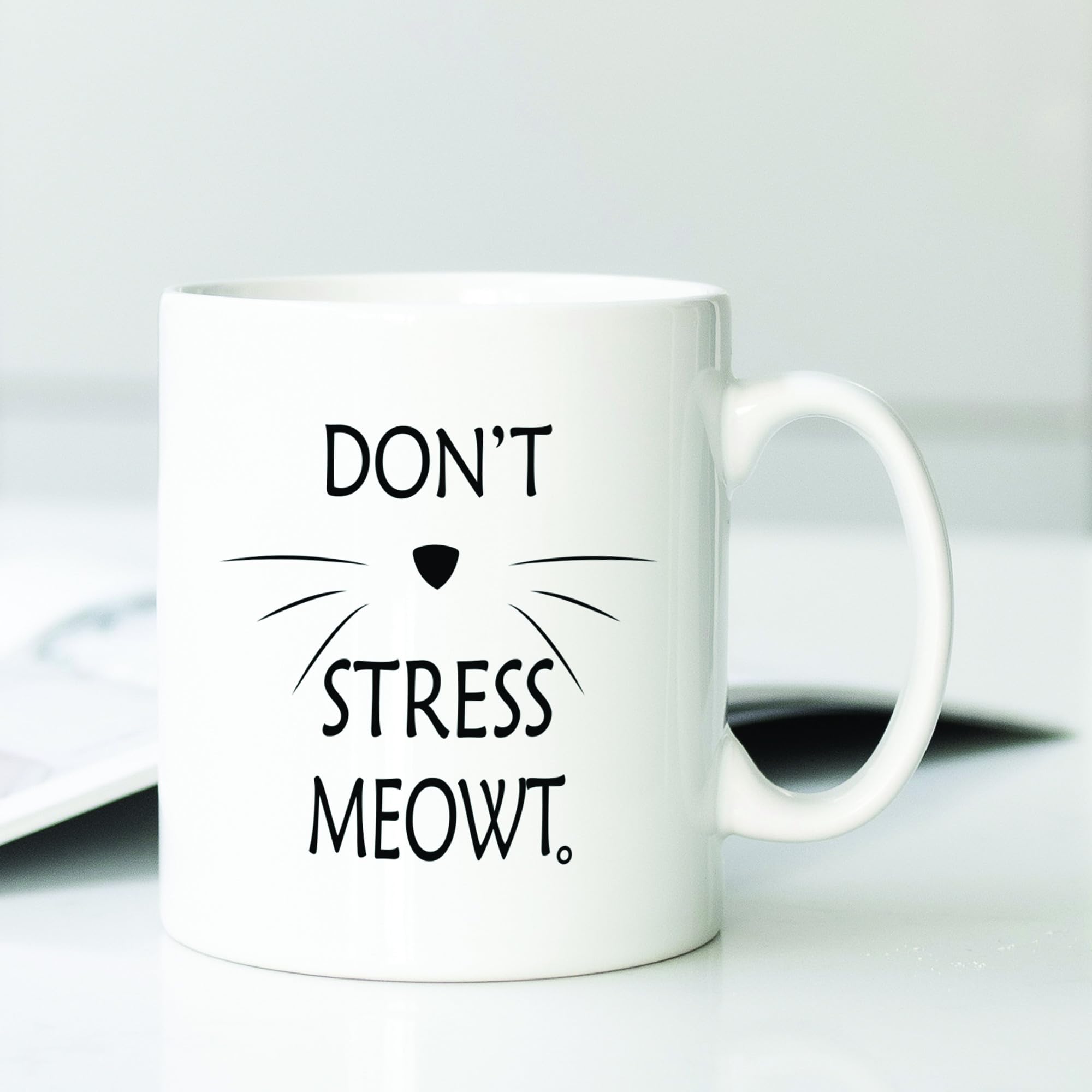Funny Quotes Cat Printed Ceramic Coffee Mug 325ml, Perfect Gifting by Spoil Your Wall Color White