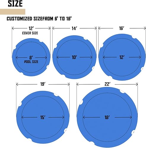 Miniatura 3 de TANG Cubiertas redondas de 16 pies para piscina de 12 pies para tanque redondo sobre el suelo, cubiertas de piscina de hojas de invierno, con