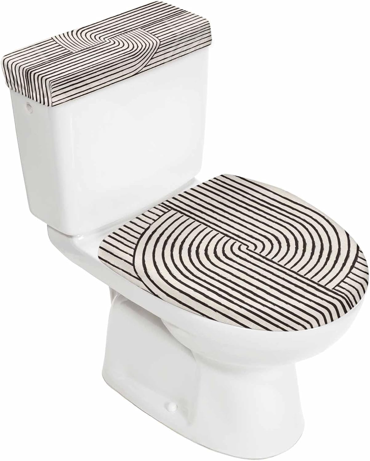 Abstract Geometric Elastic Toilet Lid and Tank Covers Set, Modern Minimalist Aesthetic Art Decorative Bathroom Decor, 2 Pcs Toilet Lid Cover and Toilet Tank Lid Cover with Elastic Bottom