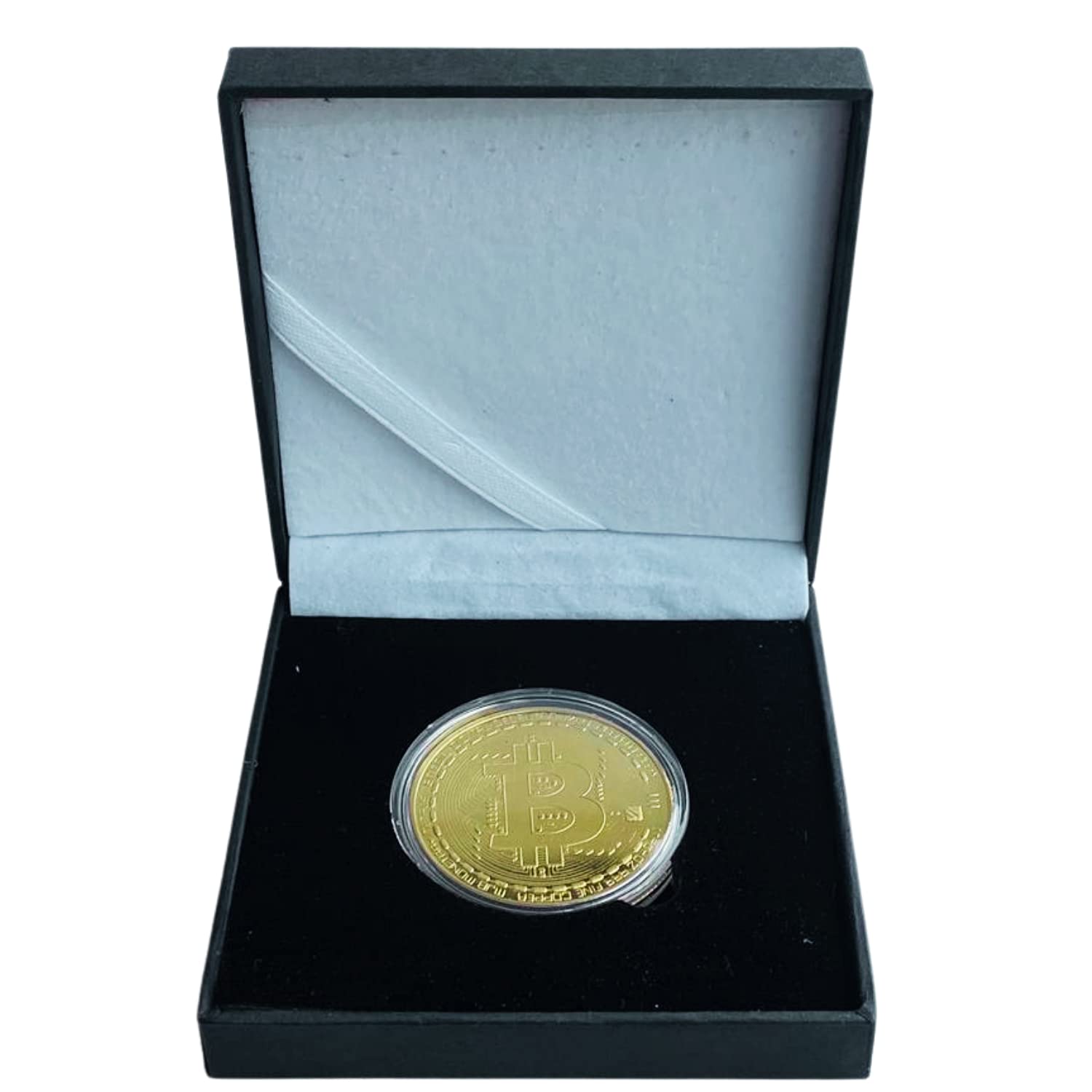 Purple Bubble Gold Plated Bitcoin | Gold Bitcoin Physical Coin | Heavy-Duty Zinc Alloy | Gold Coins Encapsulated in Luxury Case | Gift for Cryptocurrency/Bitcoin Fans | Bitcoin Collector Block Chain