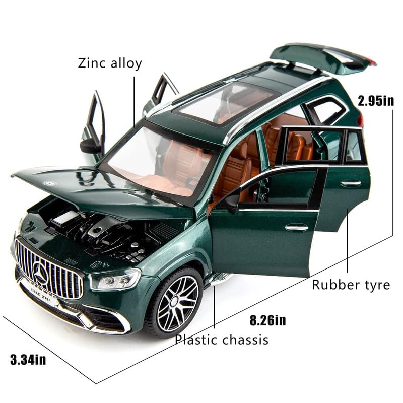 Image of Model 1:24 Mercedes Benz GLS63 AMG Model Alloy Metal Pull Back Die-cast Car Openable Doors with Sound and Light Vehicle Car Toy for Kids - Multicolor