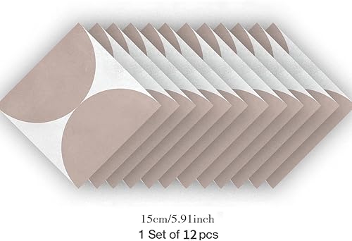 Miniatura 5 de Alwayspon T045 - 12 calcomanías mate para azulejos de pared, autoadhesivas, para cocina, baño, 5.9 x 5.9 in, color rosa medio redondo, 12 unidades