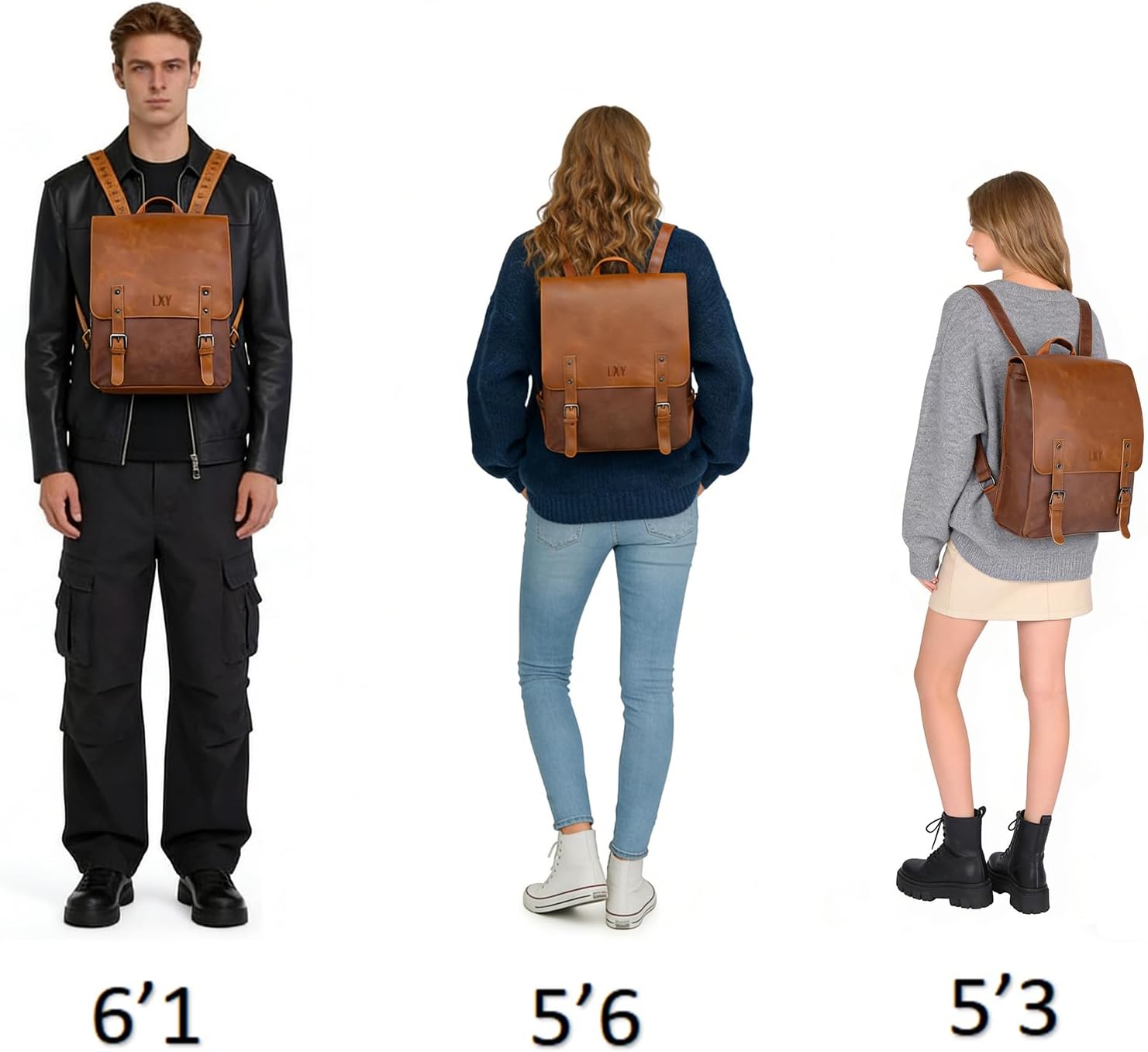 LXY Vegan Leather Backpack Vintage Laptop Bookbag for Women Men, Brown Faux Leather Backpack Purse Bookbag Weekend Travel Daypack
