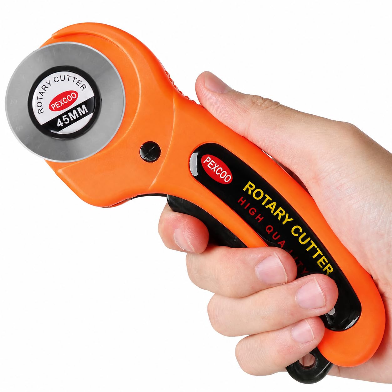 Rotary Cutter 45mm Cutting Wheel Rolling Cutter Ergonomic Handle Rubber Grips with Safety Lock Manual Cloth Leather Paper Cutting Tool for Quilting, Tailoring, Sewing & DIY Craft-picture-13