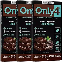 Kit com 3 Tabletes de Chocolate 85% Cacau de 70g cada - Only4
