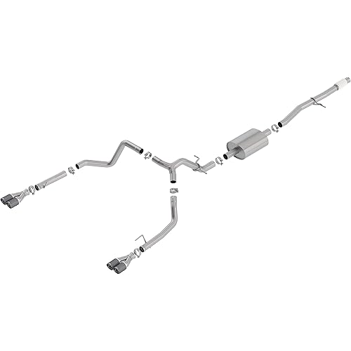 BORLA 140770CF Cat-BacK Perf. Exhaust Sys. for 2019-2024 Chevrolet Siverado 1500 & GMC Sierra 1500 5.3L V8 S-Type Sound Dual Split Rear Exit Dual 3.5" Round Carbon Fiber Tips on Each Side