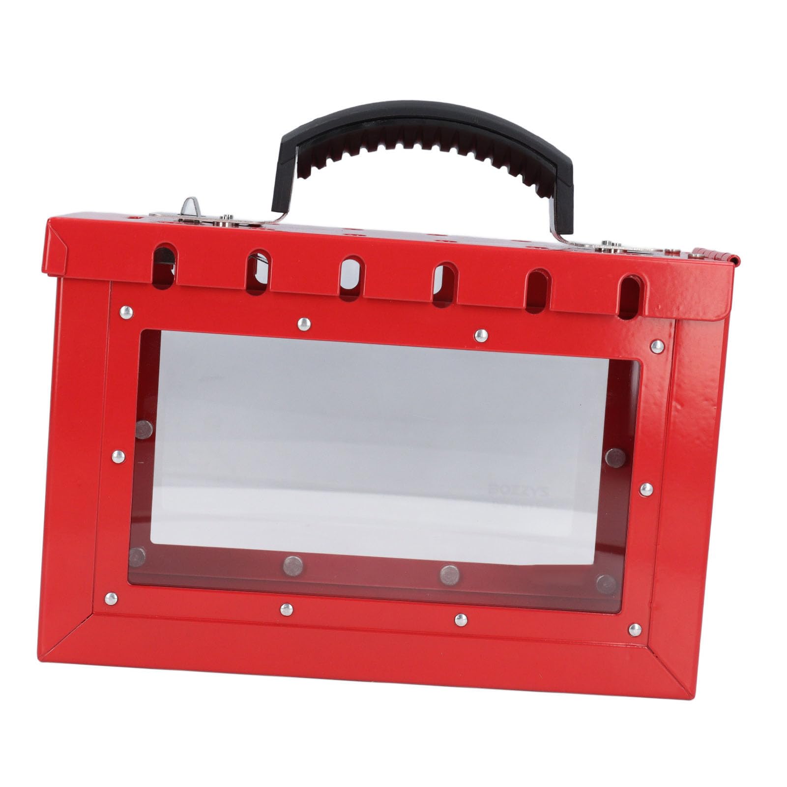 Caja de Candado de Grupo de Seguridad Caja de Bloqueo Duradera Portátil para Uso Industrial Capacidad de 12 Candados Acero Rojo