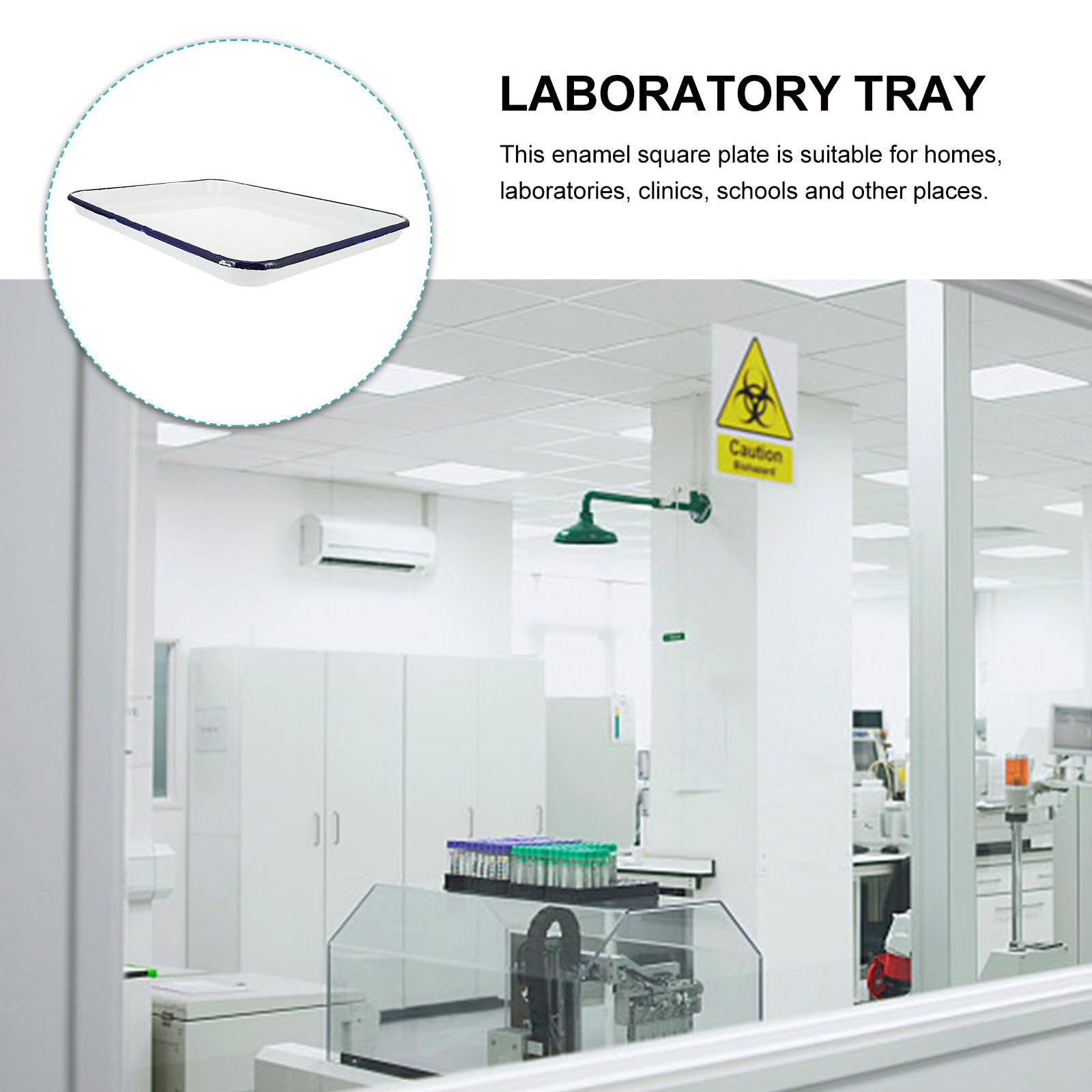 NUOBESTY Vassoio da Laboratorio Quadrato Smaltato Bianco 30X40 CM Piatto Portaoggetti Sterilizzato per Utensili Sperimentali Uso Clinico Scuola Casa