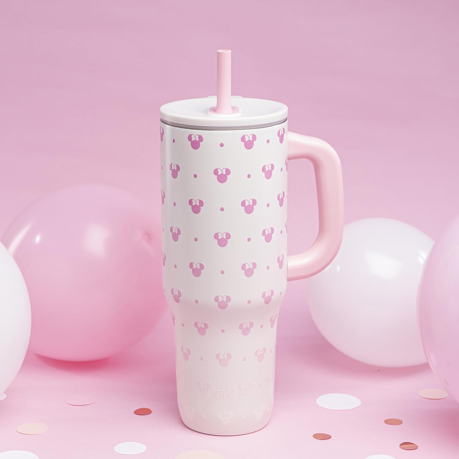 Zak Designs Disney Sutton Travel Tumbler for On the Go or At Home, 40oz Stainless Steel with Vacuum Insulation, Silicone Straw, Carry Handle, and 3D Artwork for Cold Drinks (Minnie Mouse) - Image 10