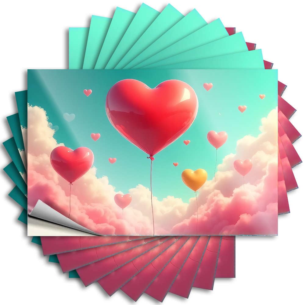 Heart-Shaped Balloons Floating in The Sky. Tattoo Birthday | Funky Case Removable Decal Pack(6X9CM)