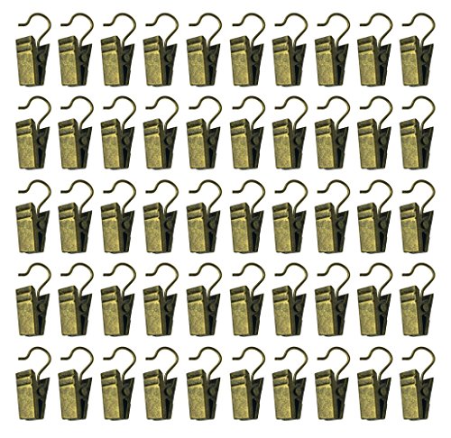 Hyamass 50pcs Metal Hook Clips Hanging Curtain Clip Hanger Wire Holder Home Decoration, Photos, Art Craft Display (Bronze)