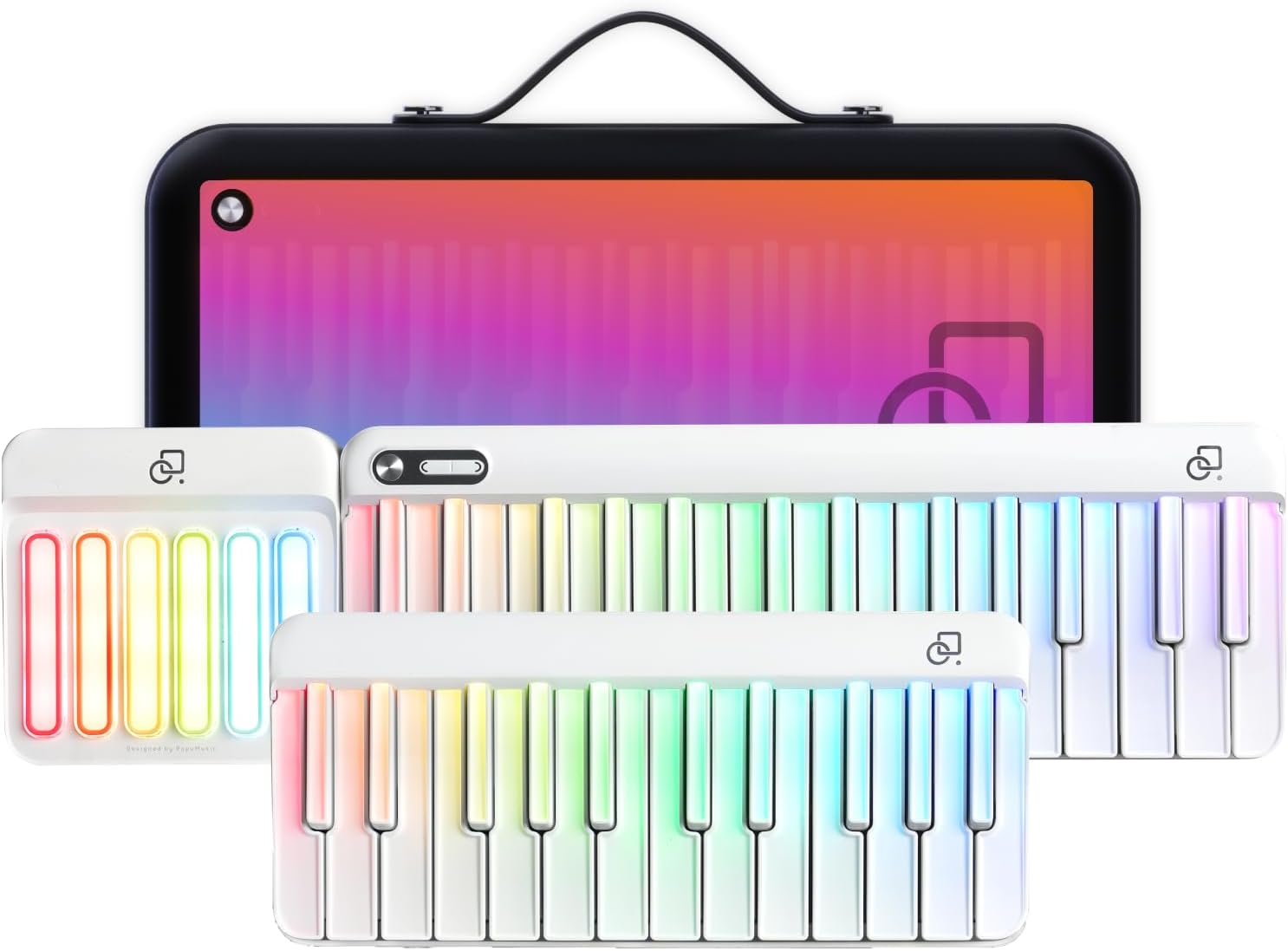 Popupiano Smart Piano Keyboard,Rainbow LED Lights&Free Apps,Learning Portable Keyboard,256 Voices,100+ Auto Chords,MIDI Support,59-Key Digital Piano for Beginners,Gift for Birthdays or Holidays