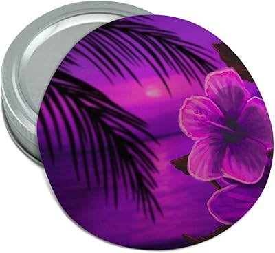 Beach Sunset Hibiscus Flower Hawaiian Purple Round Rubber Non-Slip Jar Gripper Lid Opener