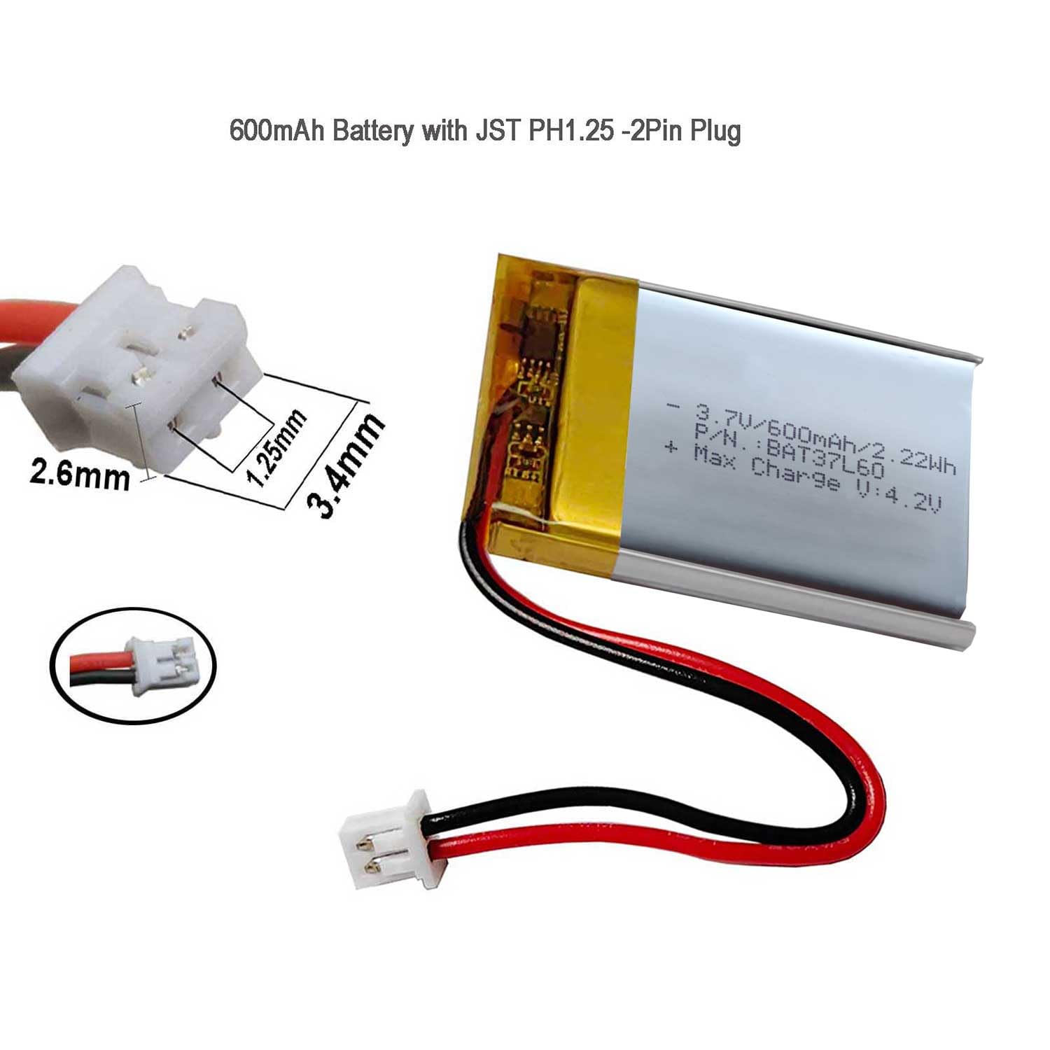 Amazon.com: AOLIKES 3.7v 503040 600mAh Lipo Battery Replacement