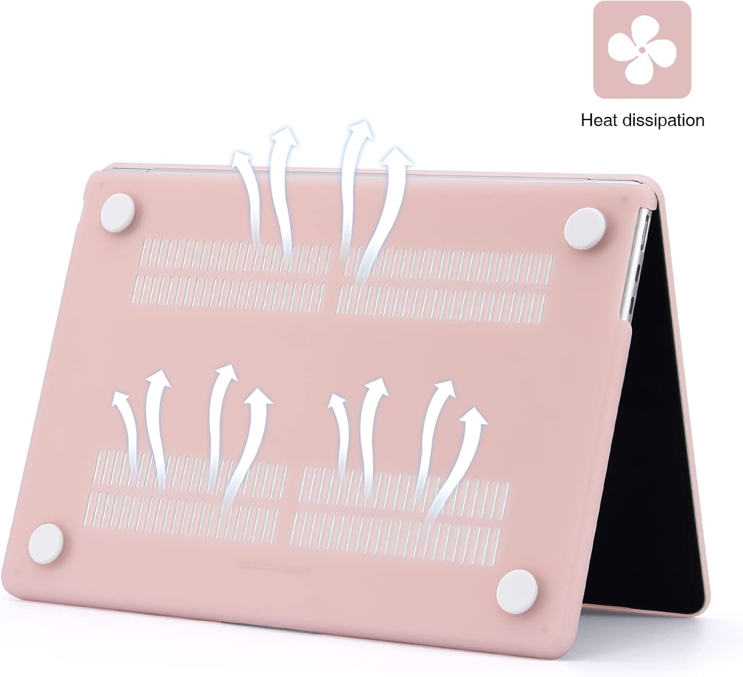 EooCoo Custodia Compatibile con MacBook Air 15 M2 M3 M4 A2941 A3114 A3241 2023 2024 2025 Rilasciato con Touch ID, Mac 15.3 Pollici Cover Rigide Plastica Protezione - Rosa Opaco
